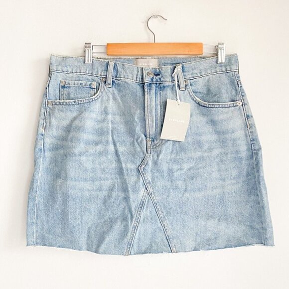 Everlane the  Denim Reconstructed Skirt Raw edge Light Wash 32 - Picture 3 of 5